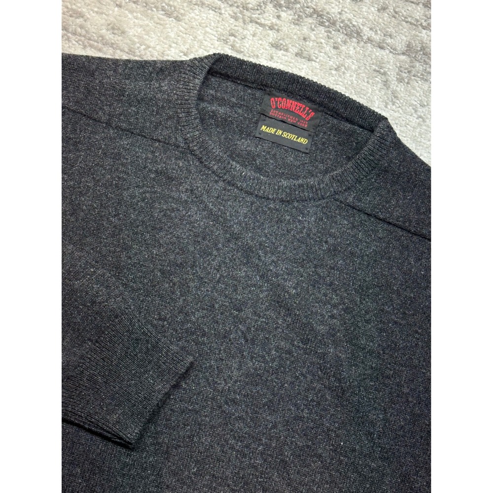 O'Connell's Sweater Mens 46 Gray 100% Lambswool Crewneck Made in Scotland